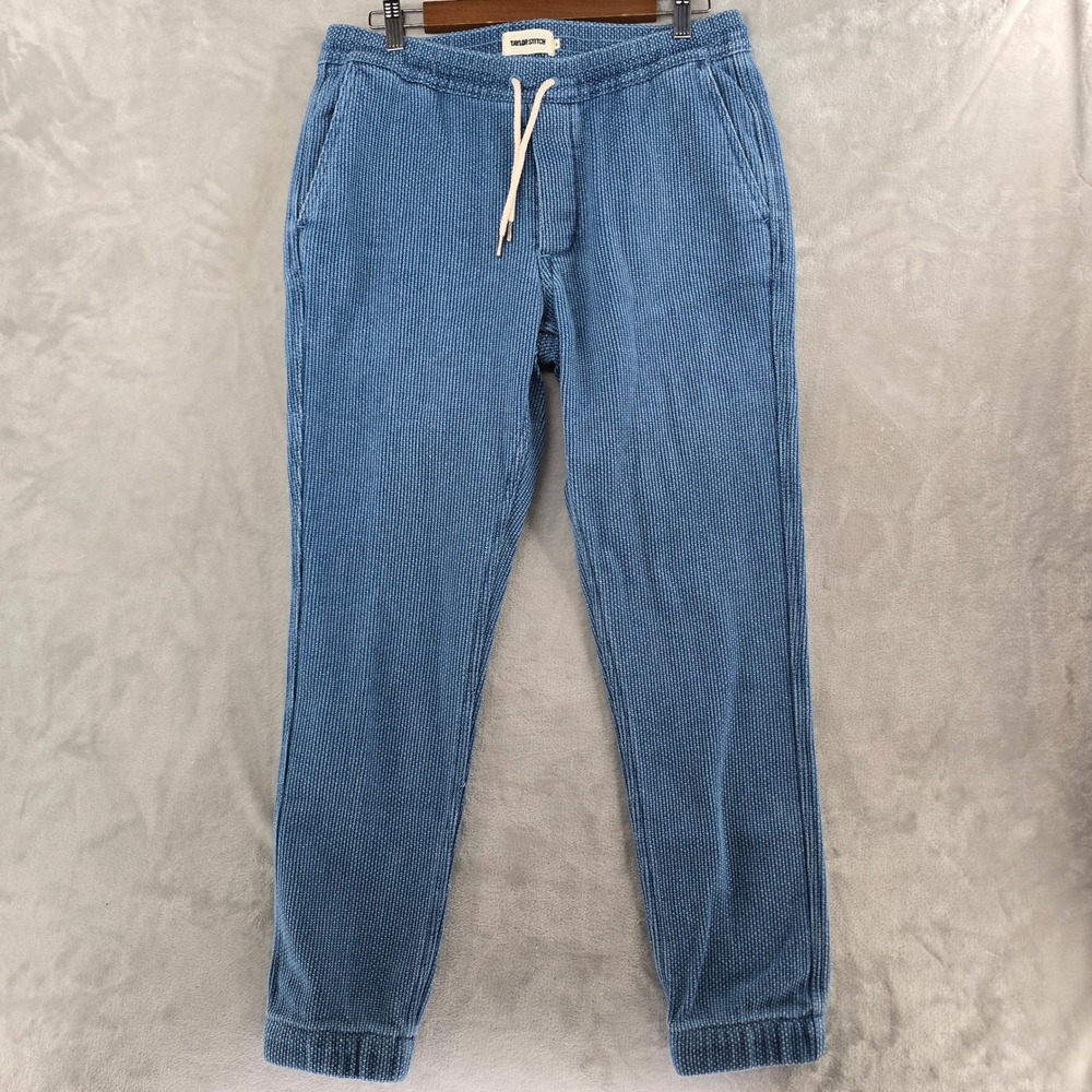Taylor Stitch The Apres Pant Mens Medium Blue Indigo Waffle Sashiko Joggers